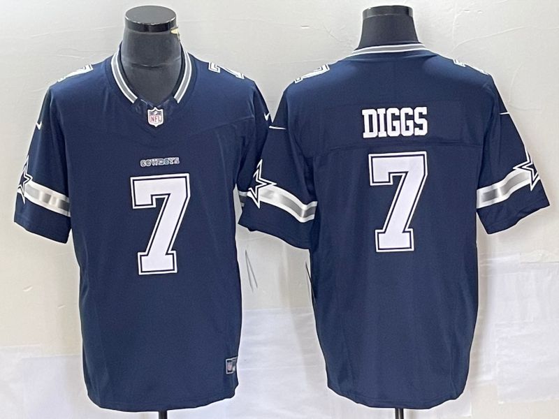 Men Dallas Cowboys 7 Diggs Blue Nike Vapor Limited 2023 NFL Jersey